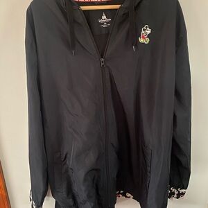 Disney Black Windbreaker with Mickey lining women’s XXL